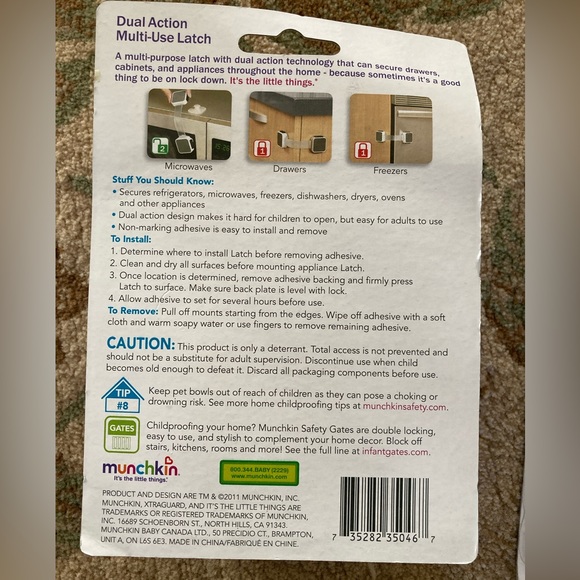 Safety lock multi-use.  Secure drawers, cabinets and most appliances. Munchkin - Picture 5 of 7